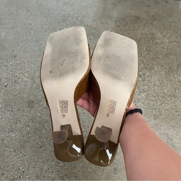 Brown Croc-Embossed Slide Sandal Mule - Picture 6 of 7